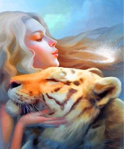 Lady With Tiger Diamond Painting