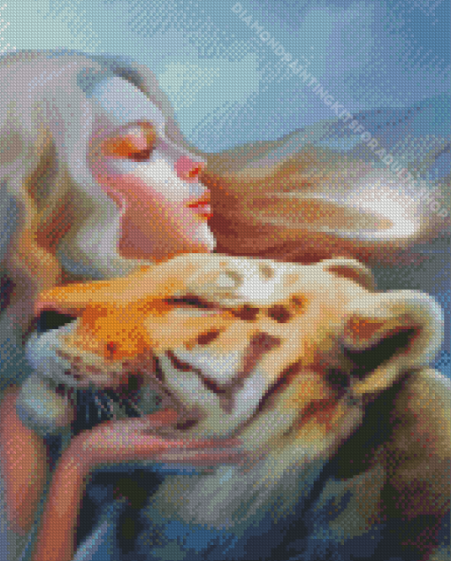 Lady With Tiger Diamond Painting