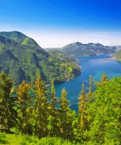 Lake Lugano And Monte San Salvatore Diamond Painting