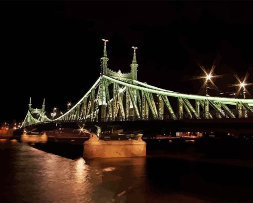 Liberty Bridge Budapest By Night Diamond Painting