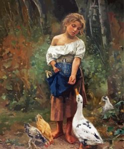 Little Girl With Ducks Diamond Painting