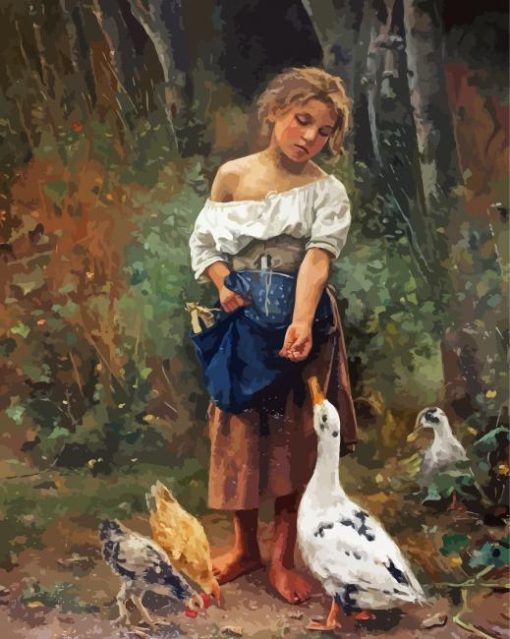 Little Girl With Ducks Diamond Painting