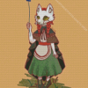 Little Girl With Wolf Mask Diamond Painting