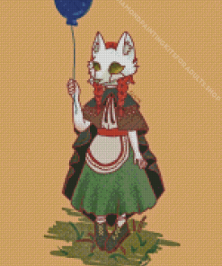 Little Girl With Wolf Mask Diamond Painting