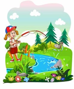 Little Girl Fishing Diamond Painting