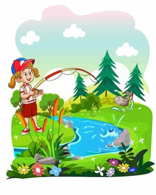 Little Girl Fishing Diamond Painting