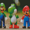 Luigi With Yoshi And Super Mario Diamond Painting