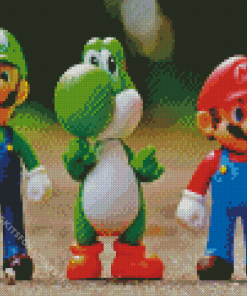 Luigi With Yoshi And Super Mario Diamond Painting