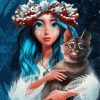 Mavka And Cat Diamond Painting