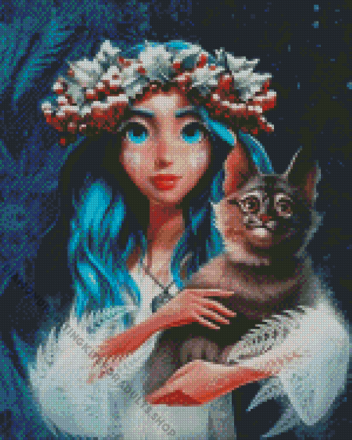 Mavka And Cat Diamond Painting