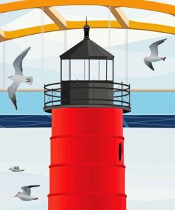 Milwaukee Lighthouse Illustration Diamond Painting