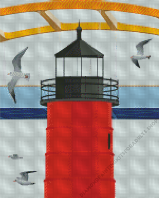 Milwaukee Lighthouse Illustration Diamond Painting