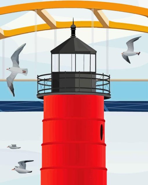 Milwaukee Lighthouse Illustration Diamond Painting