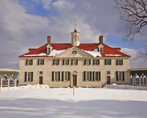 Mount Vernon In Snow Diamond Painting