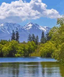 New Zealand Lake Camp Diamond Painting