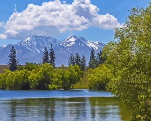 New Zealand Lake Camp Diamond Painting