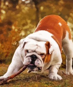 Old English Bulldog With Branch Diamond Painting