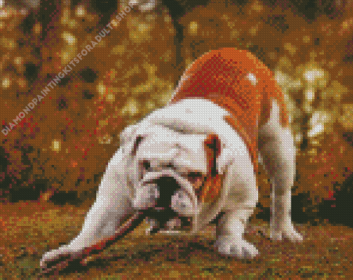 Old English Bulldog With Branch Diamond Painting