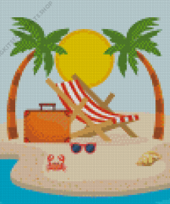 Palm trees and beach chairs Diamond Painting