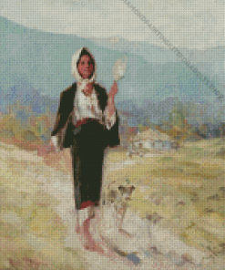 Peasant Woman With Distaff by Grigorescu Diamond Painting