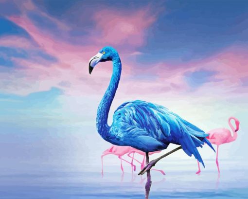 Pink And Blue Flamingo Birds Diamond Painting