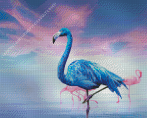 Pink And Blue Flamingo Birds Diamond Painting