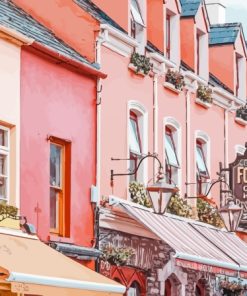 Pink Buildings in Kerry Ireland Diamond Painting