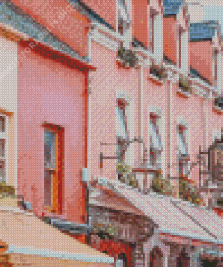 Pink Buildings in Kerry Ireland Diamond Painting