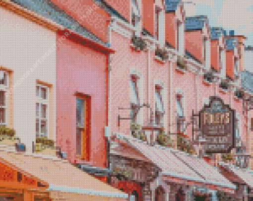 Pink Buildings in Kerry Ireland Diamond Painting