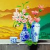 Pink Flowers Blue And White Chinese Vase Diamond Painting