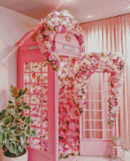 Pink Flower Phone Box Diamond Painting