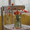 Poppies In Vase On Vintage Chair Diamond Painting