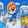 Pororo With Snowmen Diamond Painting