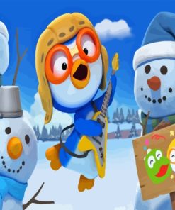 Pororo With Snowmen Diamond Painting