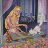 Princess Anneliese Playing With Cat Diamond Painting