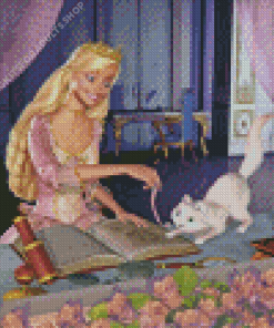 Princess Anneliese Playing With Cat Diamond Painting