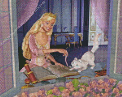 Princess Anneliese Playing With Cat Diamond Painting