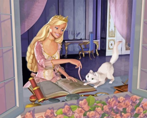 Princess Anneliese Playing With Cat Diamond Painting