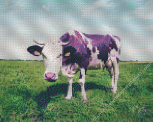 Purple Cow Animal Diamond Painting