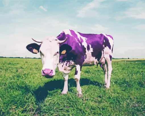 Purple Cow Animal Diamond Painting