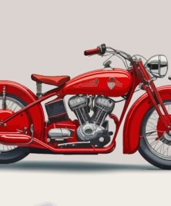 Red Indian Scout Motorcycle Diamond Painting