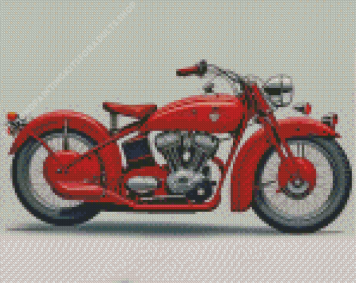 Red Indian Scout Motorcycle Diamond Painting