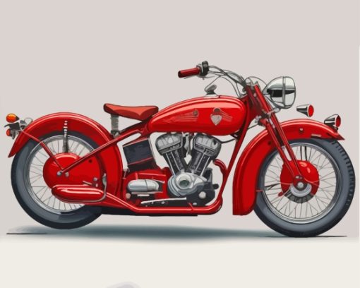 Red Indian Scout Motorcycle Diamond Painting