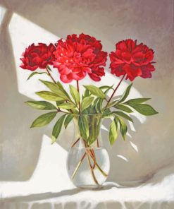 Red Peonies in Glass Diamond Painting