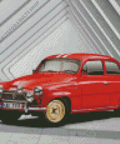 Red Skoda Car Diamond Painting