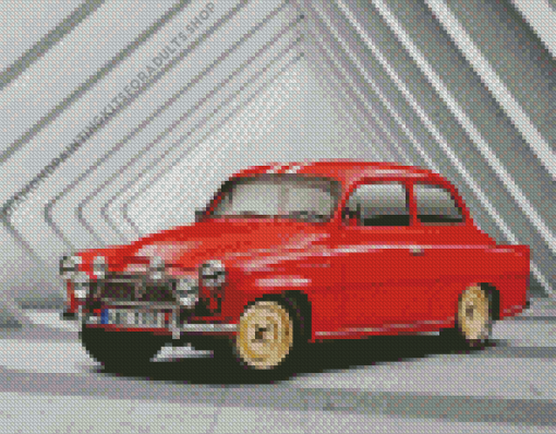 Red Skoda Car Diamond Painting