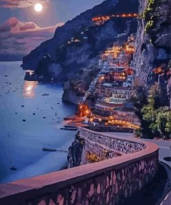 Road To Amalfi Coast night Diamond Painting