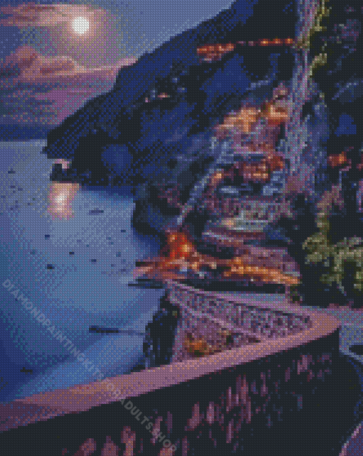 Road To Amalfi Coast night Diamond Painting