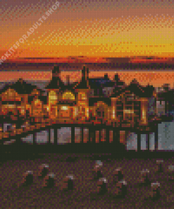 Sellin Pier Seascape Sunset Diamond Painting