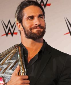 Seth Rollins With WWE Belt Diamond Painting